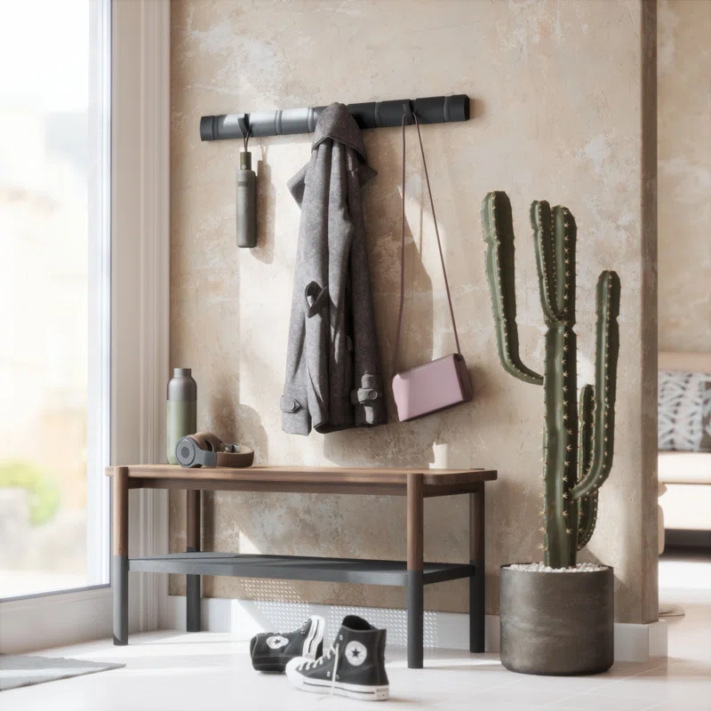 Umbra Flip Solid Wood Wall 5 - Hook Wall Mounted Coat Rack