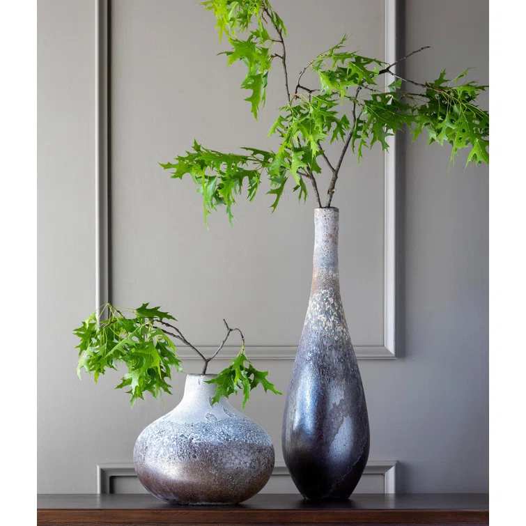 Round Golden Accented Glass Bud Vase