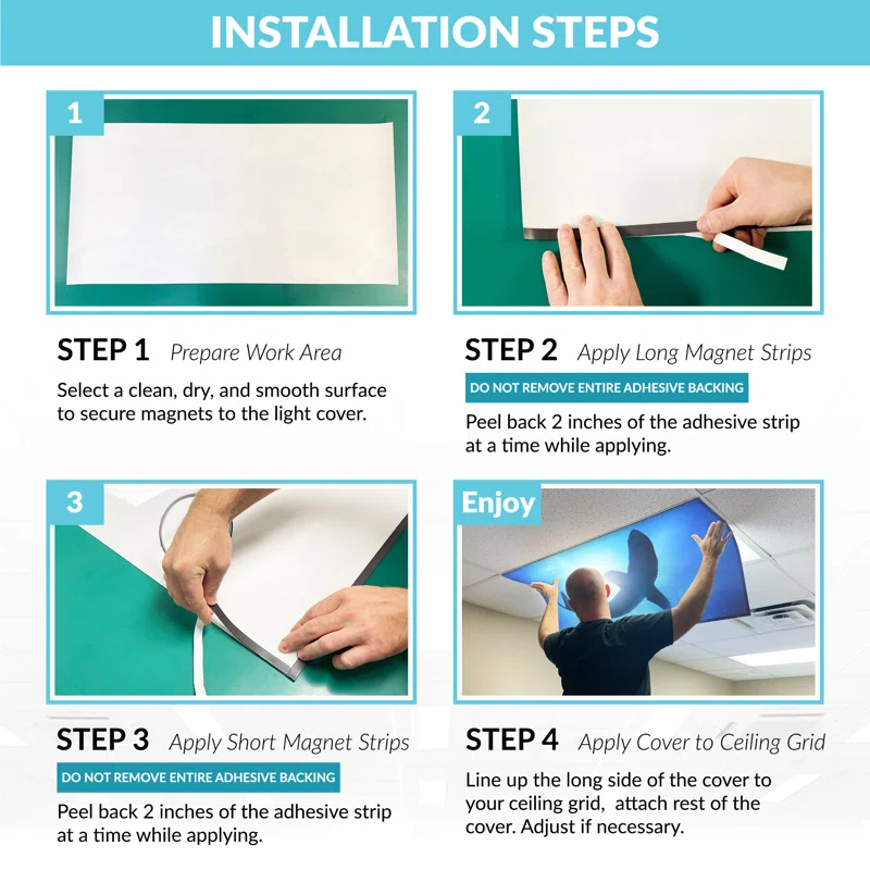 Octo Lights OCE-007-MGT-2x4 Ocean - Magnetic Fluorescent Light Cover for Ceiling Lights Classroom -  2x4 - by Octo Lights