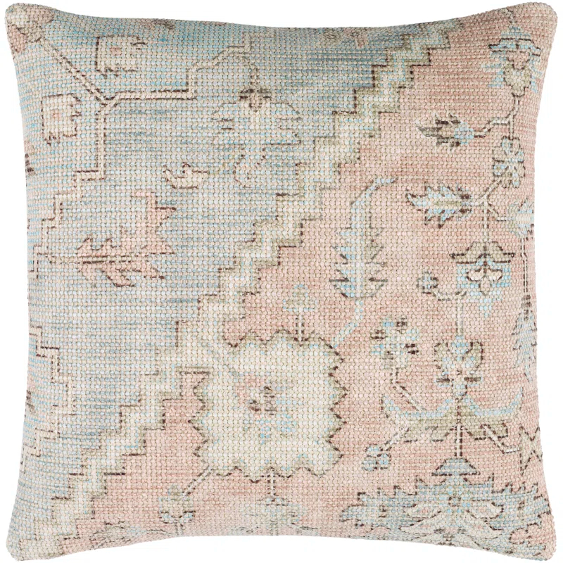 Livabliss Samsun Floral Cotton Blend Reversible Throw Pillow