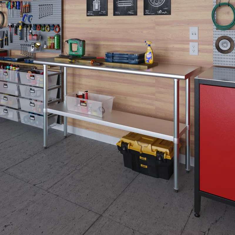 Amgood Stainless Steel Work Table with Undershelf. Metal Prep Table. NSF - Certified