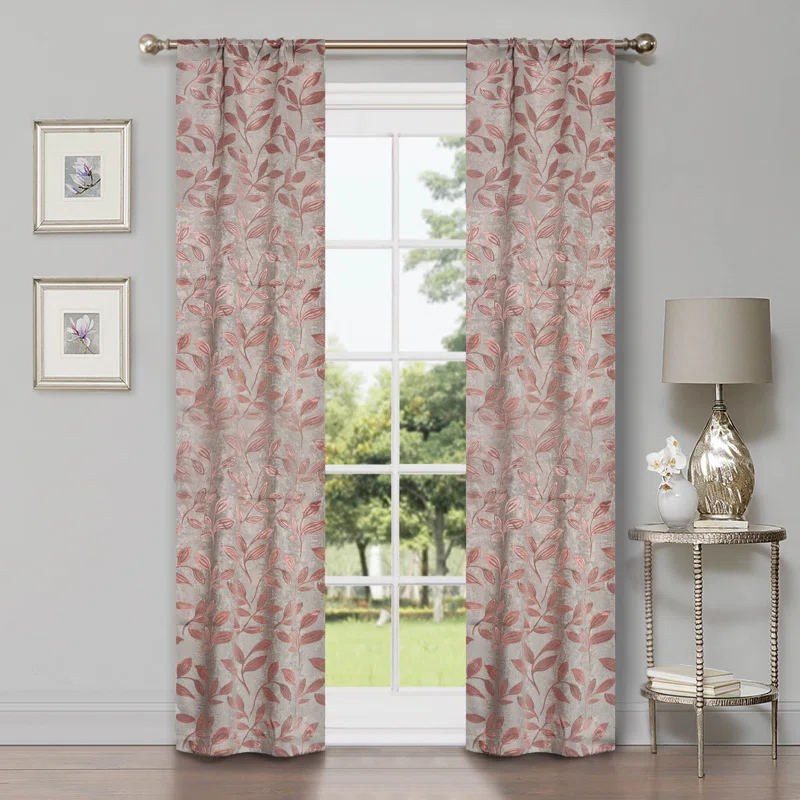 Superior Modern Bohemian Leaves Polyester Machine Washable Room Darkening Blackout Curtains by Superior (Set of 2)