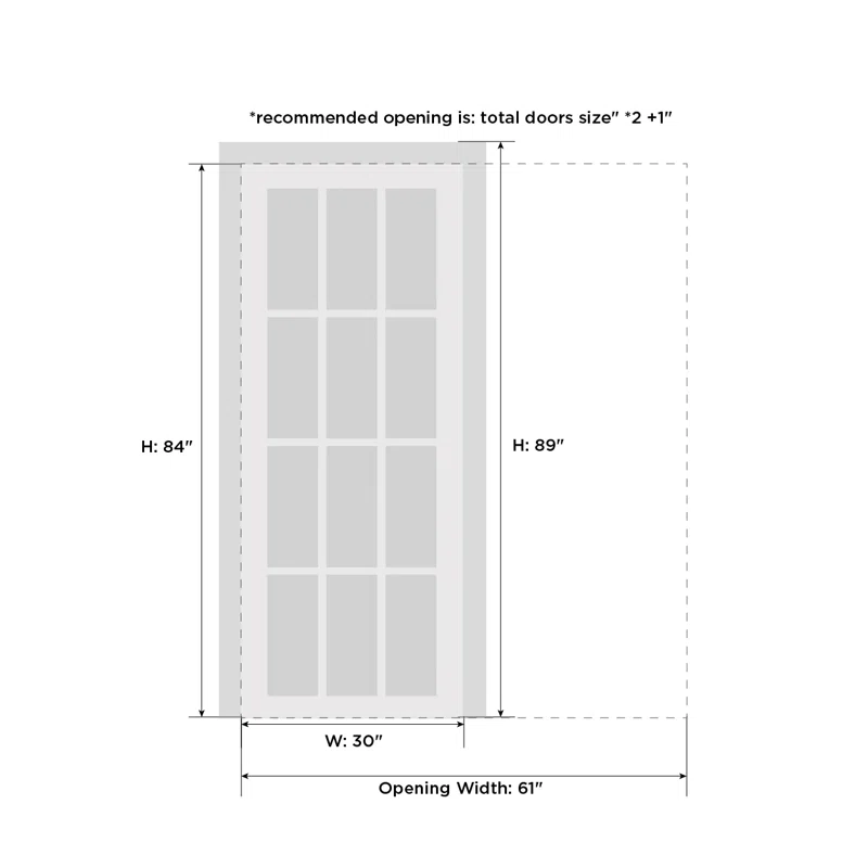 SARTODOORS Quadro Frosted Glass Sliding Closet White Door with Installation Hardware Kit