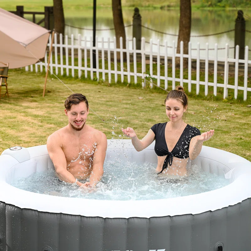 CO-Z 110 Volt 6 Person - Person 130 - Jet Vinyl Round Inflatable Hot Tub