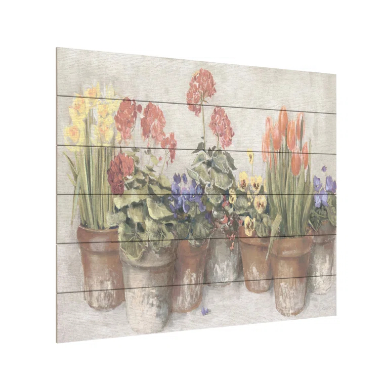 Trademark Fine Art " Spring In The Greenhouse Neutral " by Carol Rowan Painting Print