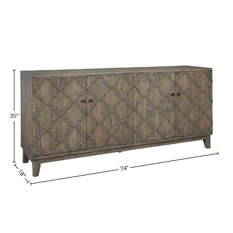 Pearl 74" Distressed Brownish-Grey Oak Sideboard