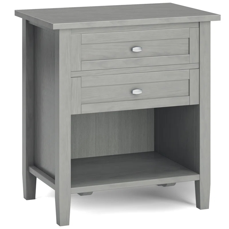 Simpli Home Warm Shaker 24"W Solid Wood Bedside Table with Two Drawers & Reviews | Wayfair