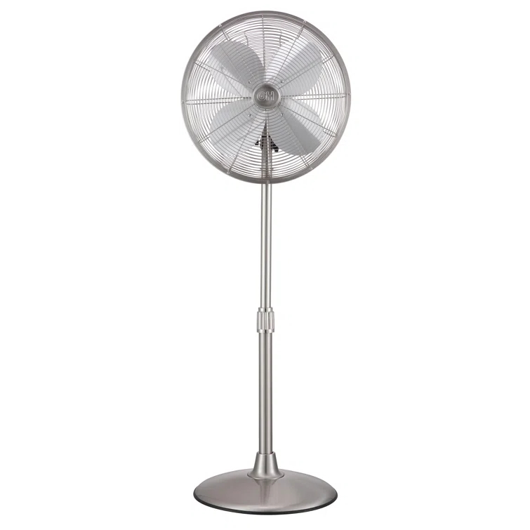 Good Housekeeping Good Housekeeping's All-Metal 16" Retro Living Dining Conference Room Pedestal Stand Fan with Wide Oscillation, 3-Speed Settings & Weighted Base (Multiple Finishes Available)