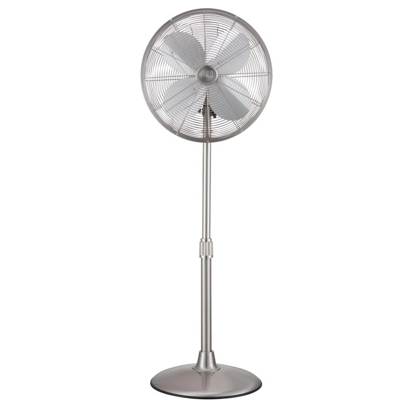Good Housekeeping All-Metal 3-Speed 16" Oscillating Conference Room Pedestal Fan with Telescopic Height Adjustment (Multiple Finishes Available)