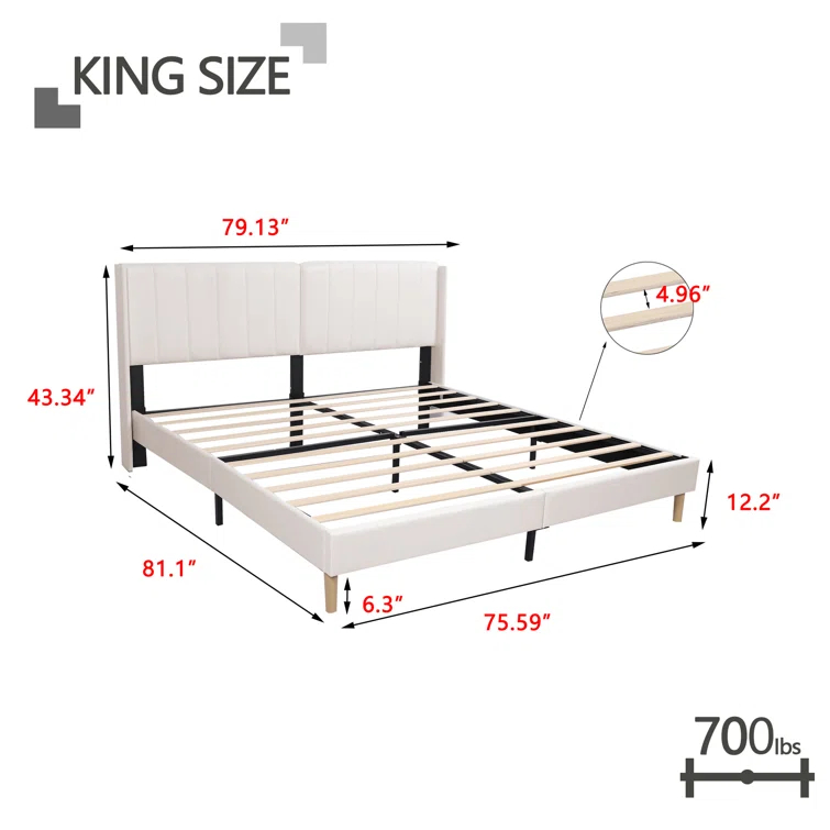 Mercer41 Cedell Upholstered Wingback Bed
