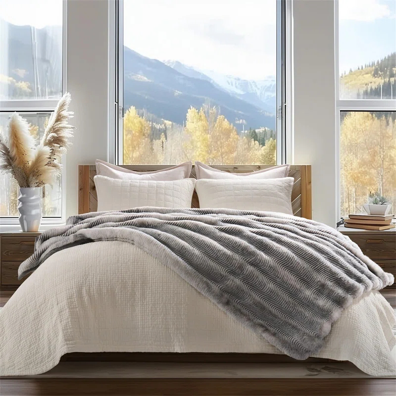 transparent.0 Soft And Luxe Faux Rabbit Fur Sofa Throw, 60" X 80"