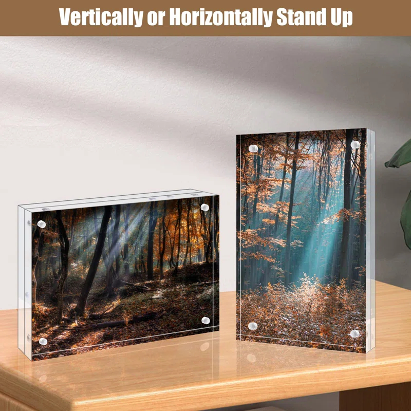 Brayden Studio® Egofine 5X7 Acrylic Frames 6 Pack, 20Mm Thicker Frameless Clear Picture Frames, Double Sided Magnetic Picture Frames, Free Standing Desktop Display