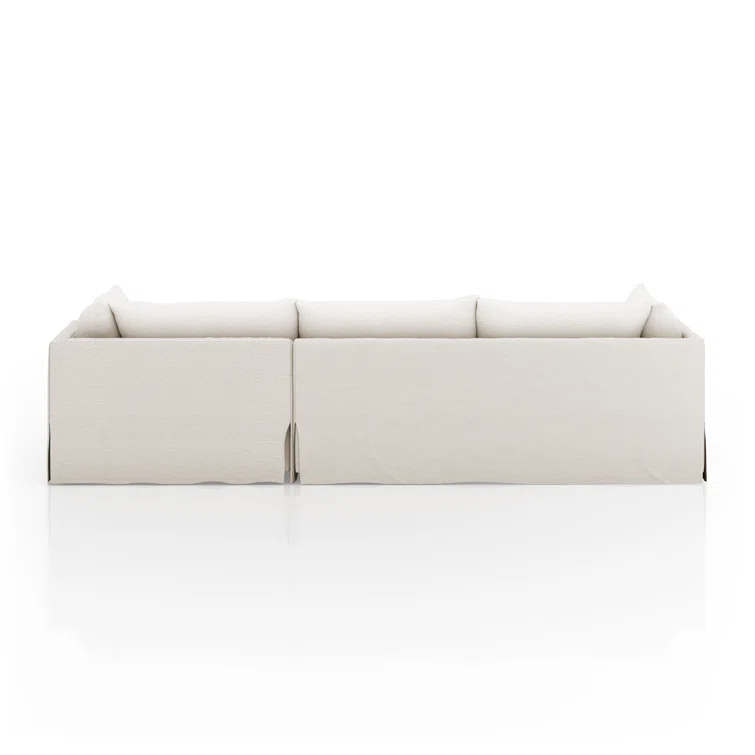 Nimbus Beige Linen 115'' Slipcover Chaise Sectional with Shelter Arms