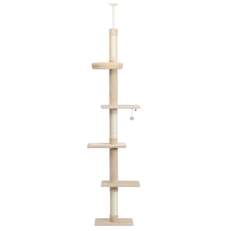 Interactive Adjustable 5-Tier Floor To Ceiling Cat Tower
