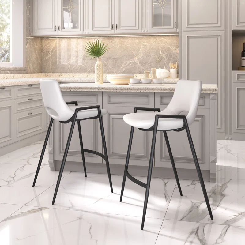 Desi Black Upholstered Counter Stool (Set of 2)