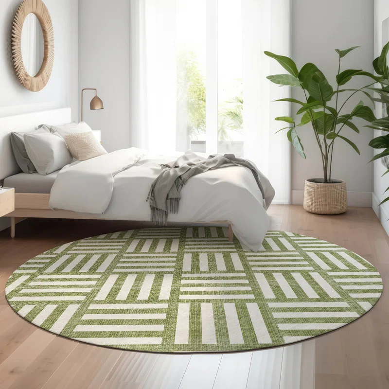 Wade Logan® Premium Machine Washable Cerrito Olive Rug