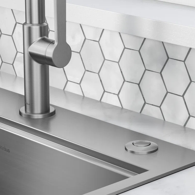 Kraus KRAUS Garbage Disposal Air Switch Kit with Push Button, AC Adapter, Power Cord, and Air Tube Included