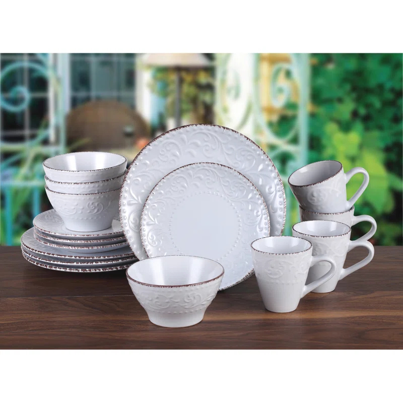 Lorren Home Trends Lorren 16 Piece Stoneware Dinnerware Set - Service for 4