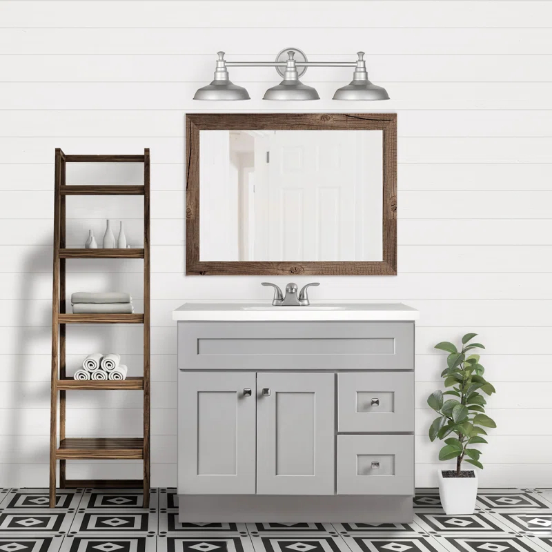 Design House Brookings 36 Inch Bathroom Vanity, Ready to Assemble, Solid Wood, Sherwin Williams – Design House, 587097