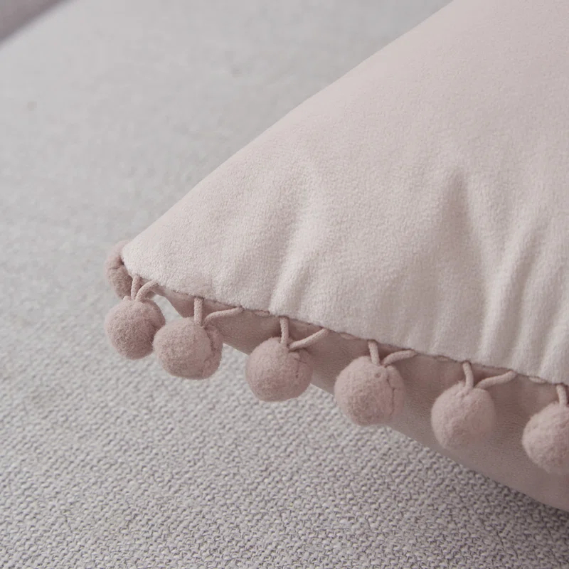 Deconovo Deconovo Pom-poms Velvet Reversible Pillow Cover (Set of 2)