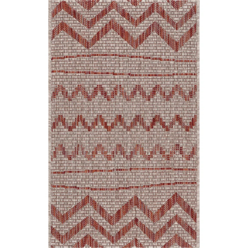 Evette Rios Sunshower Abstract Zero-Pile Flatweave Indoor/Outdoor Durable Area Rug