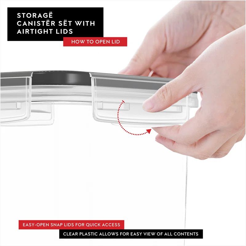 DWËLLZA KITCHEN Airtight Cereal Food Storage Containers For Flour & Sugar Including 1 Marker & 8 Labels (Set of 3)