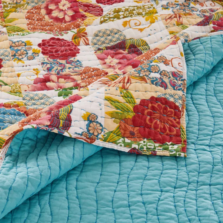 Greenland Home Fashions Jewel Boho Patchwork Print Quilt Set
