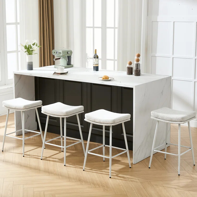 George Oliver Upholstered 26" Backless Saddle Barstools