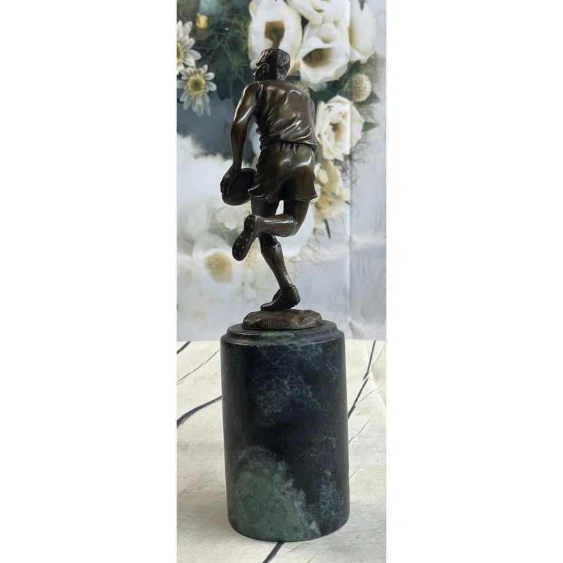 Red Barrel Studio® Bronze Statue Union League Rugby Football Player Trophy Sport Figurine Figure