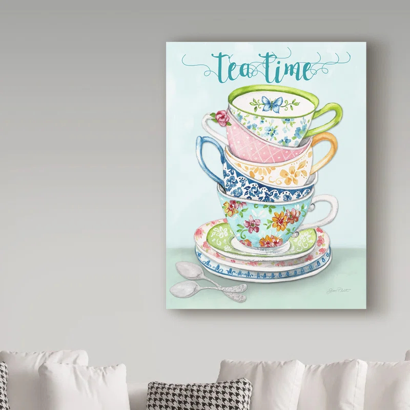Trademark Fine Art Jean Plout " Watercolor Teacups 1 " by Jean Plout