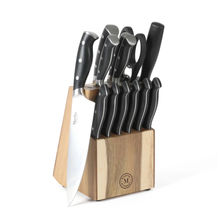 Martha Stewart Martha Stewart Stainless Steel 14 Piece Cutlery And Knife Block Set In Black