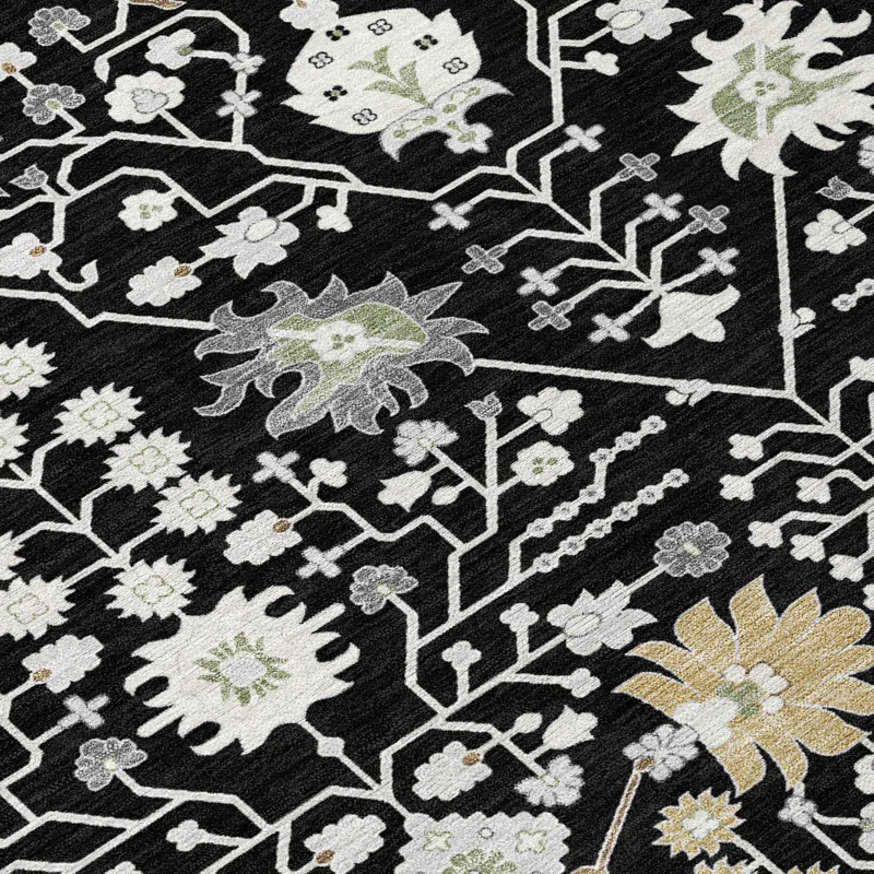 Machine Washable Indoor/Outdoor Chayden ACN1009 Black 1'8" x 2'6" Rug