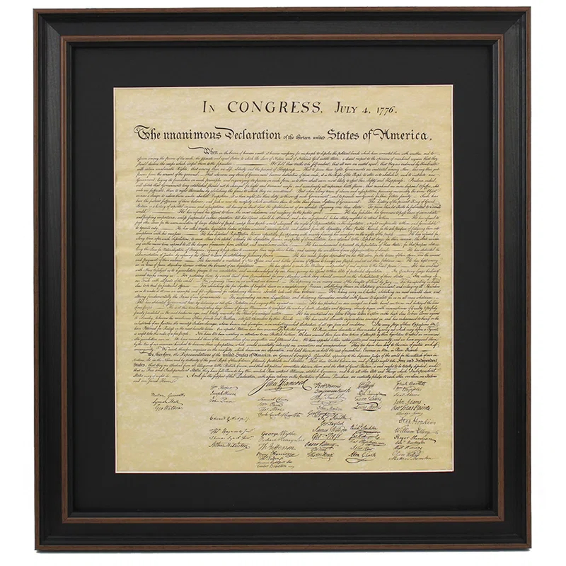 American Declaration of Independence | Poster Size | Framed Textual Art Print on Antique Parchment