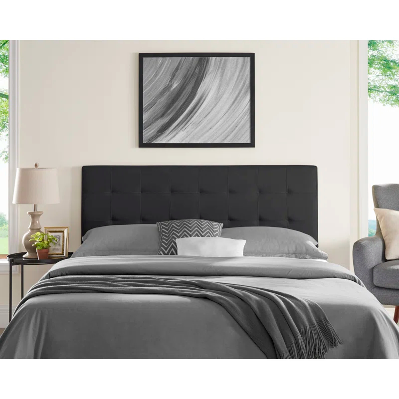 Latitude Run® Classic Tufted Adjustable Upholstered Queen Headboard in Linen Fabric, Metal Legs