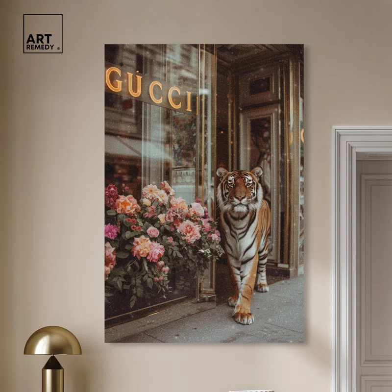 Art Remedy Tiger at the Store Canvas Fashion Designer Wall Art by Art Remedy