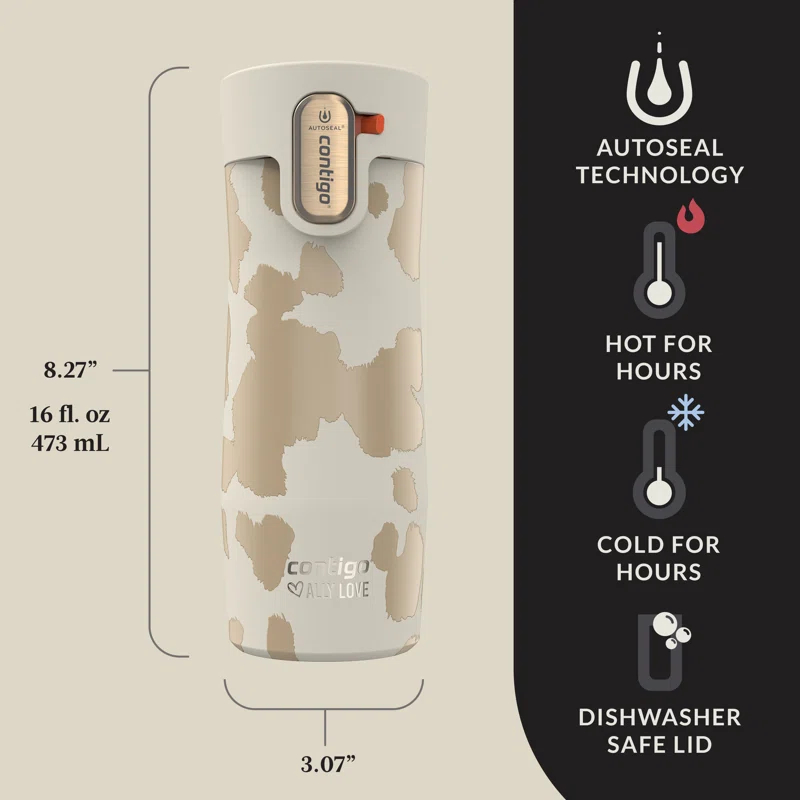 Contigo Contigo x Ally Love AUTOSEAL West Loop Vac-Insulated Stainless Steel Travel Mug+Easy-Clean Lid, 16oz