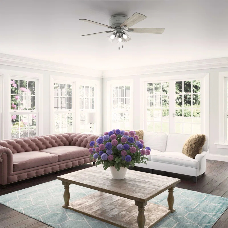 Hunter Fan 52" Crestfield 5 - Blade Flush Mount Ceiling Fan with Lights and Pull Chains