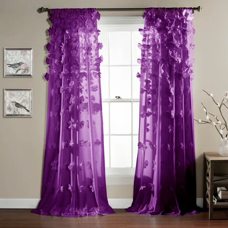 Lush Decor Riley Polyester Semi Sheer Curtain Single Panel