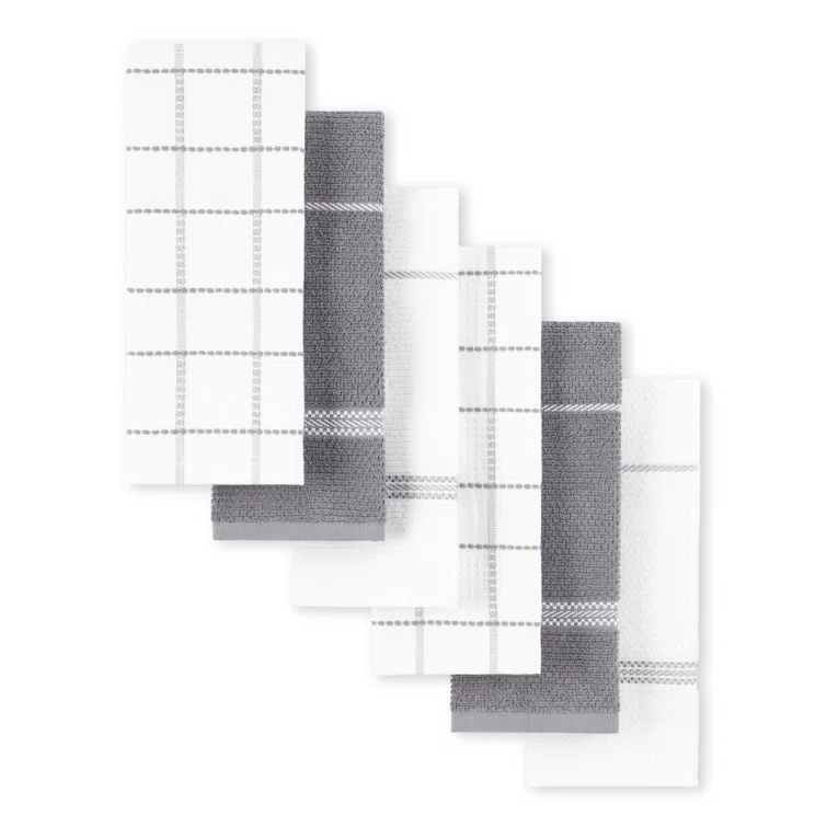 Martha Stewart Martha Stewart Modern Waffle Kitchen Towel Set 6-Pack, Linen, 16"x28" (Set of 6)