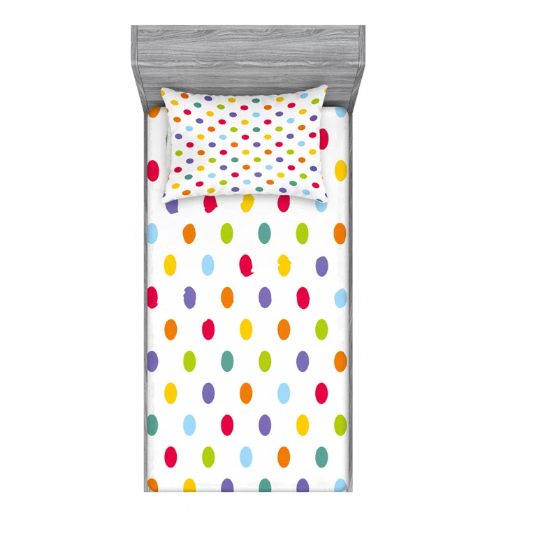 Ambesonne Microfiber Polka Dots Sheet Set