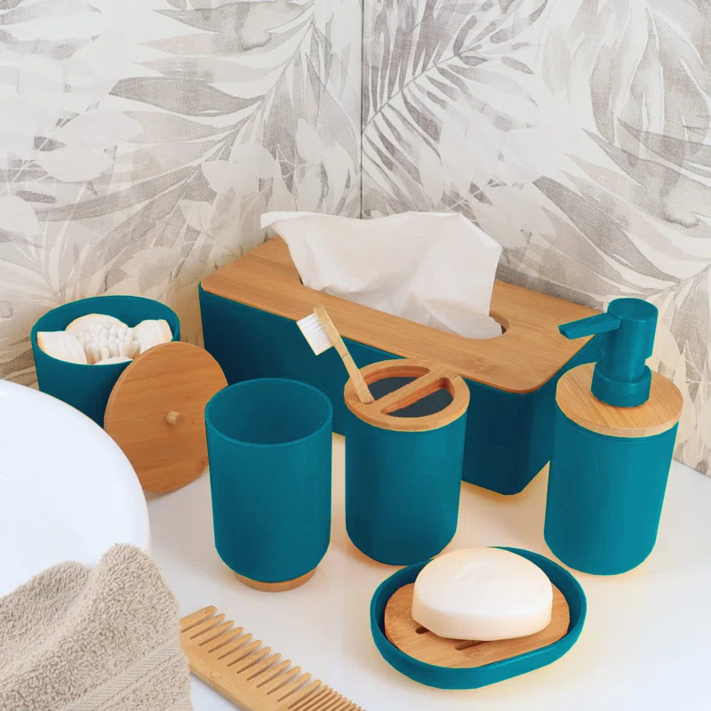 Evideco PADANG Toothbrush Holder & Toothpaste Holder with Bamboo Top