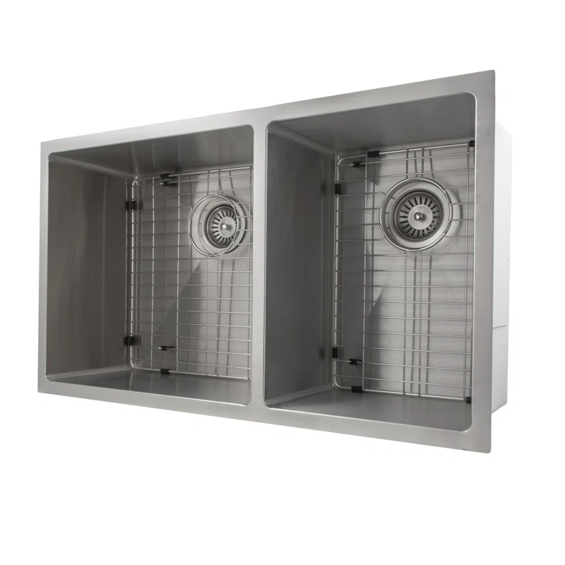 ZLINE SR60D-33 ZLINE 33 in. Chamonix Undermount Double Bowl Stainless Steel Kitchen Sink W/ Bottom Grid (SR60D-33)