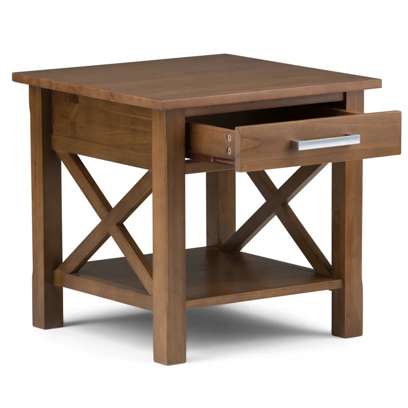 Simpli Home Kitchener 21"W Solid Mango Wood Square End Table with Storage Drawer