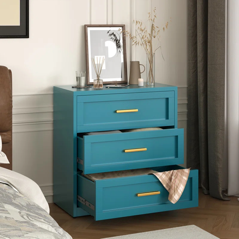 Mercer41 Metal 3 Drawer Dresser For Bedroom
