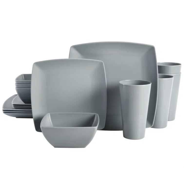 Gibson Home 16 Piece Melamine Dinnerware Set, Service for 4