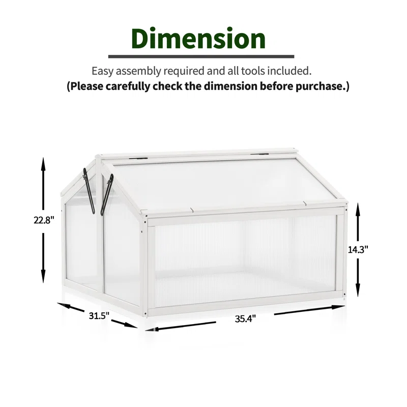 MCombo 35.4" W x 31.5" D Double Box Wooden Greenhouse Cold Frame