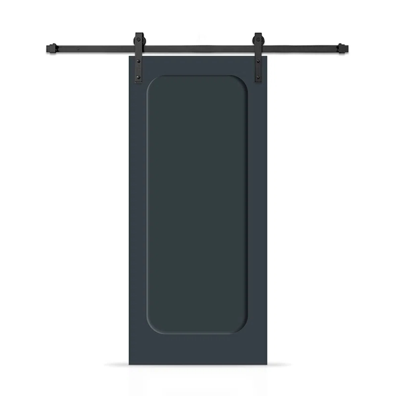 Calhome Curved 1 Panel Shaker Painted Composite Modern Interior Sliding Barn Door with Hardware Kit
