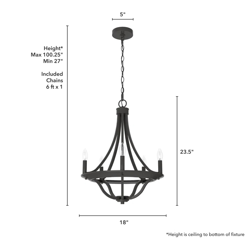 Perch Point 5 Light Candle Style Wagon Wheel Chandelier