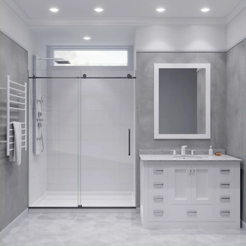 60” W x 76” H Sliding Frameless Shower Door