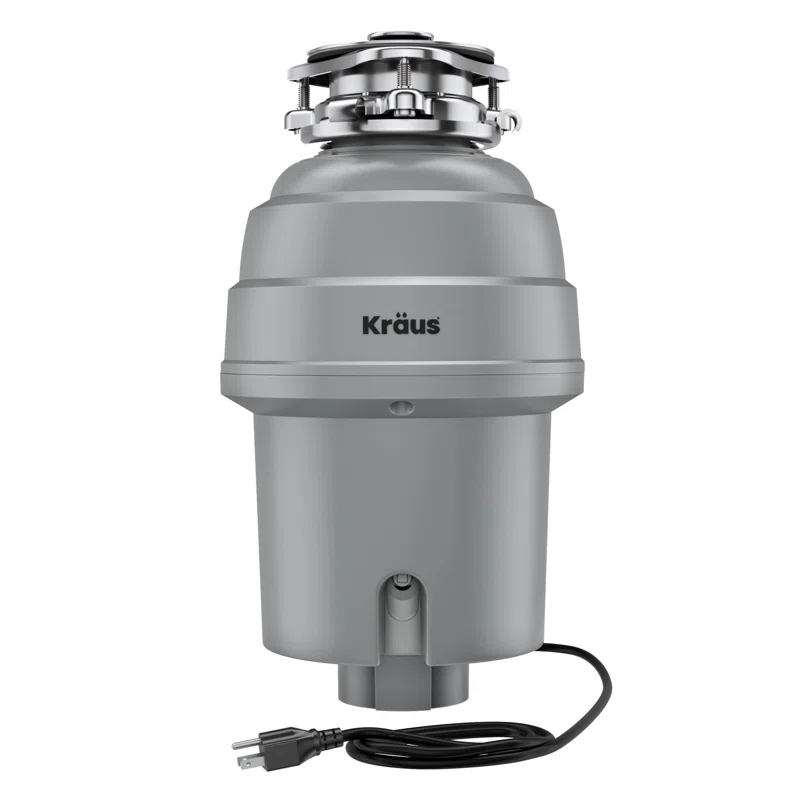 Kraus KRAUS Wasteguard High-Speed 1 HP Continuous Feed Ultra-Quiet Motor Garbage Disposal With Power Cord And Flange Included And Universal Mount, KWD200-100MGR